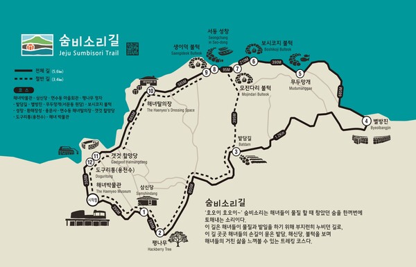 숨비소리길 지도, [제주도 제공]